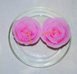 2 x Pink Rose Candles on a Glass Plate
